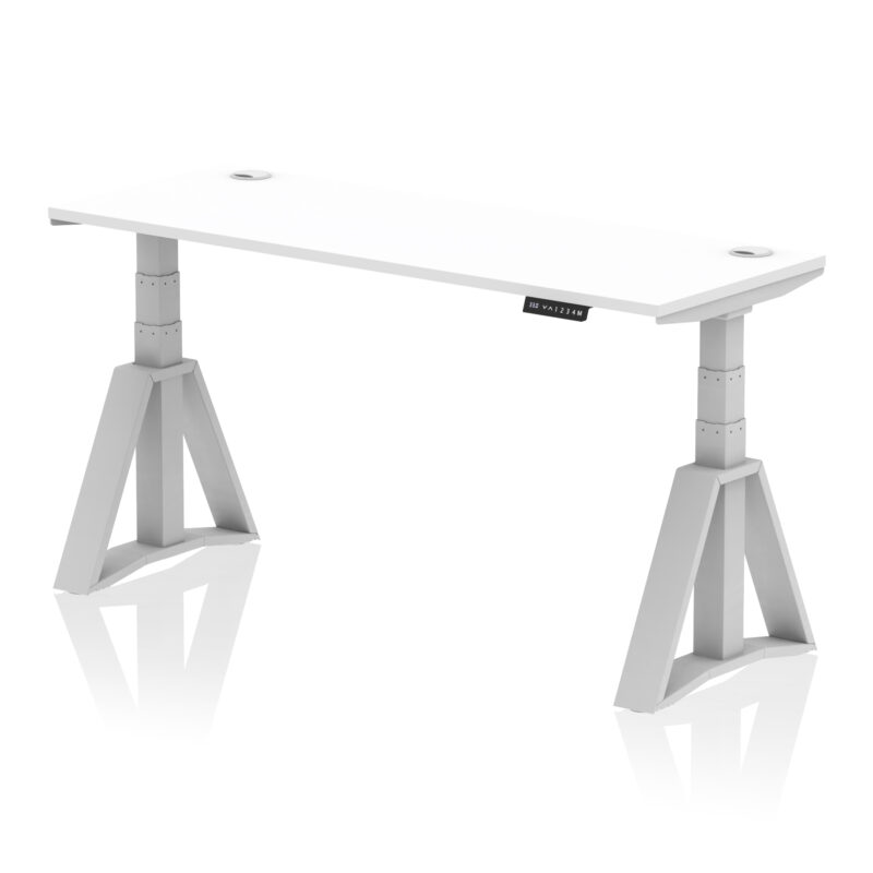 Brisk Height Adjustable Slimline Desk With Cable Ports With Piste Foot - Image 11