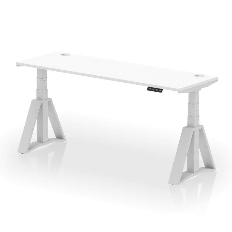 Brisk Height Adjustable Slimline Desk With Cable Ports With Piste Foot - Image 12