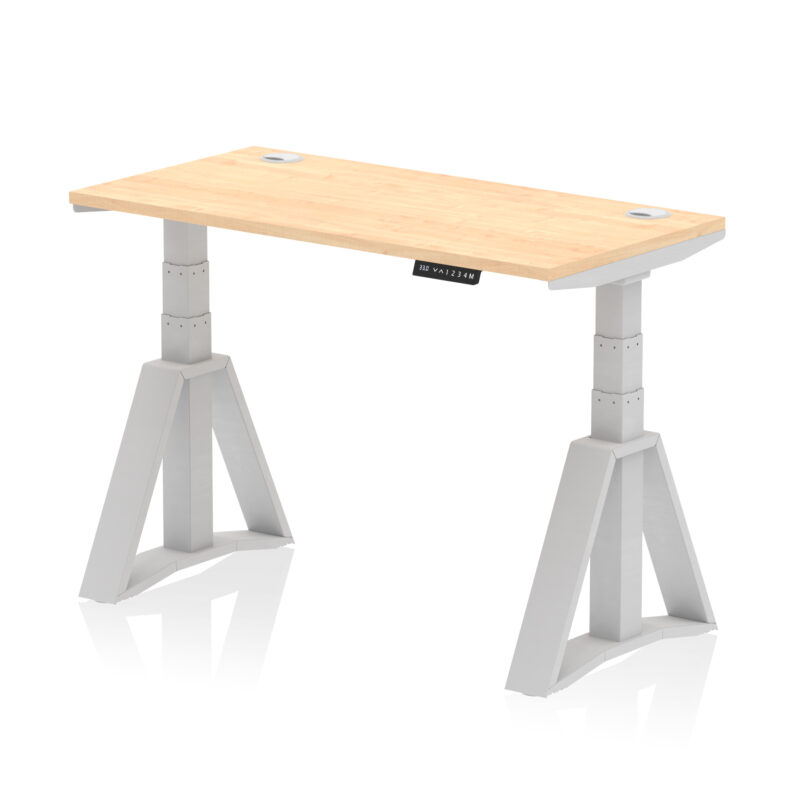 Brisk Height Adjustable Slimline Desk With Cable Ports With Piste Foot - Image 13