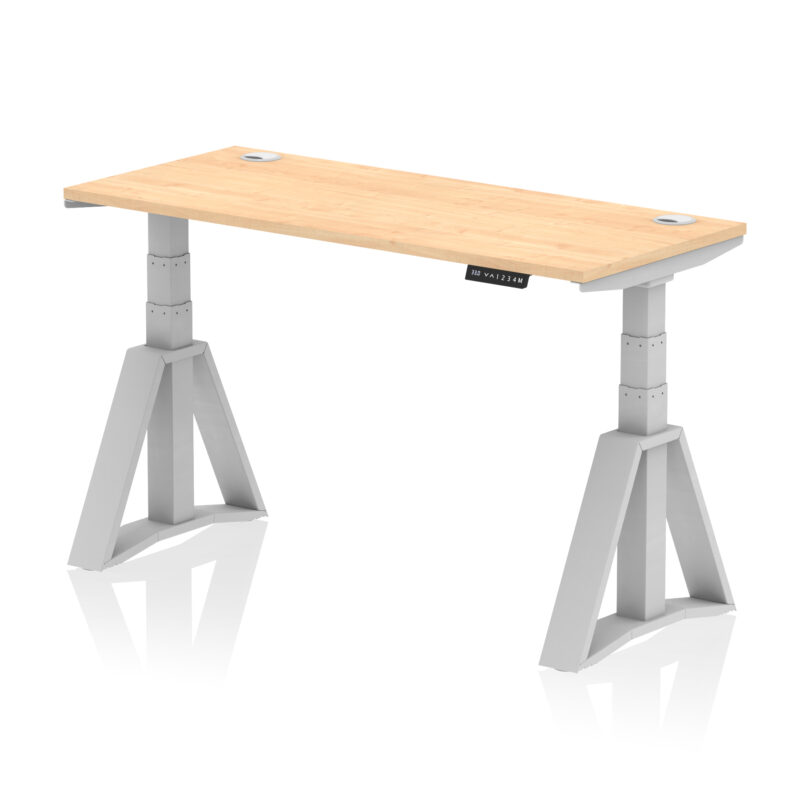 Brisk Height Adjustable Slimline Desk With Cable Ports With Piste Foot - Image 14