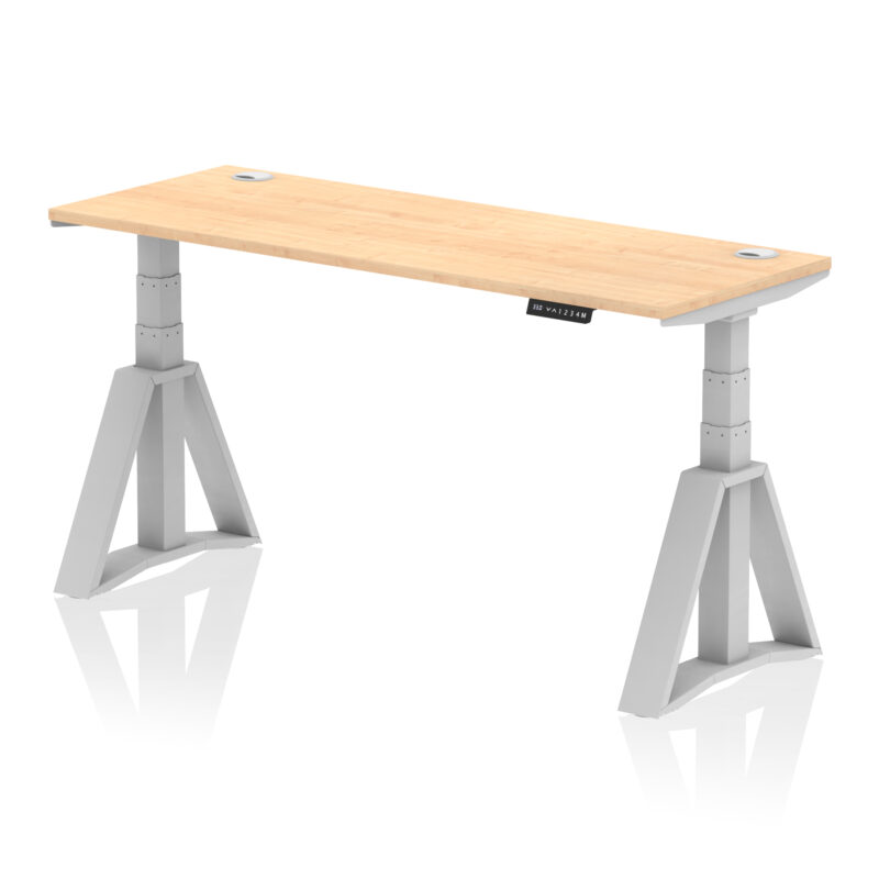 Brisk Height Adjustable Slimline Desk With Cable Ports With Piste Foot - Image 15