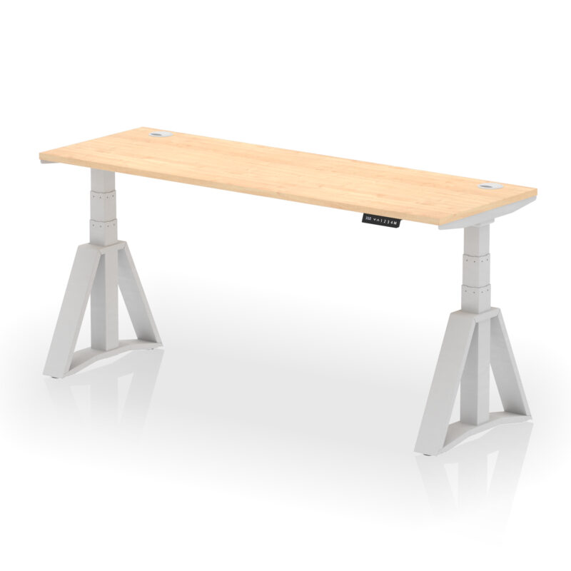 Brisk Height Adjustable Slimline Desk With Cable Ports With Piste Foot - Image 16