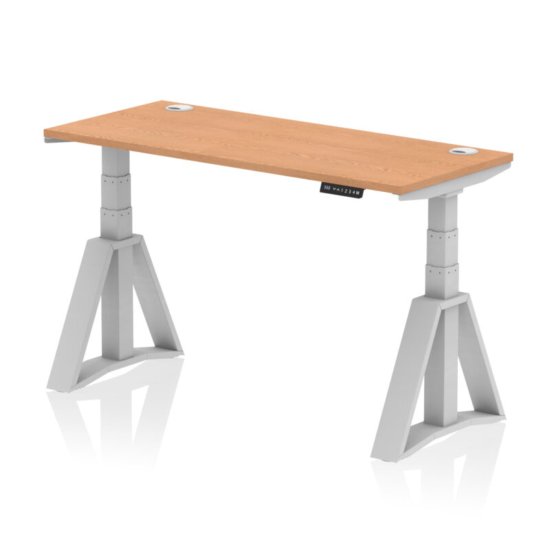 Brisk Height Adjustable Slimline Desk With Cable Ports With Piste Foot - Image 18