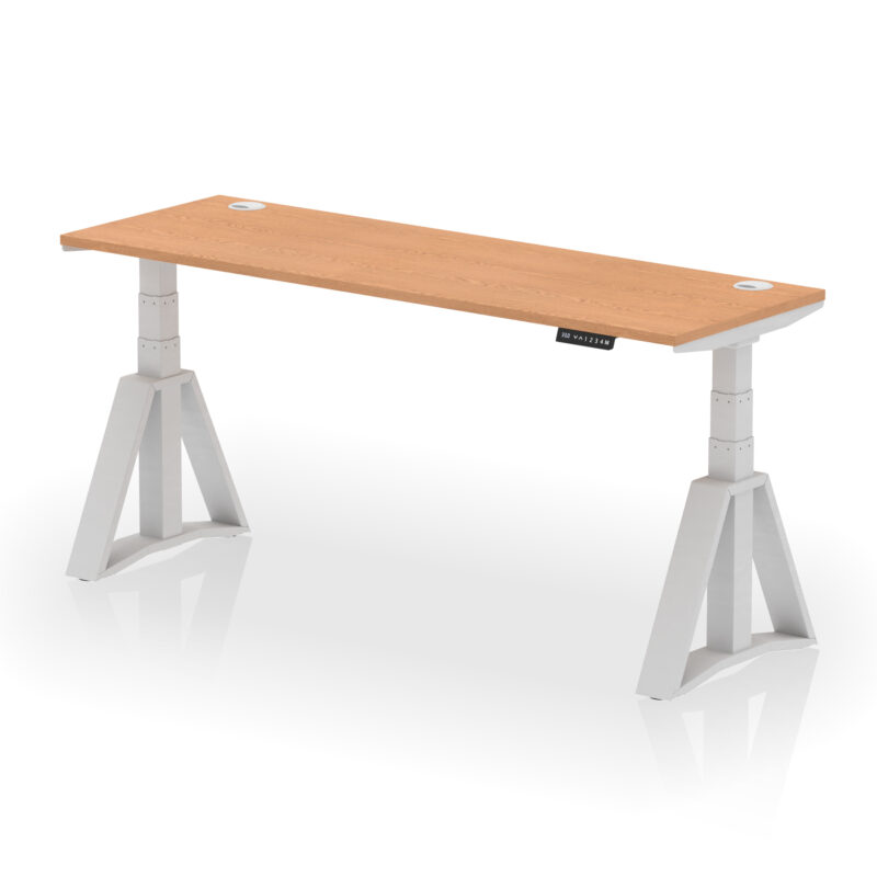 Brisk Height Adjustable Slimline Desk With Cable Ports With Piste Foot - Image 20