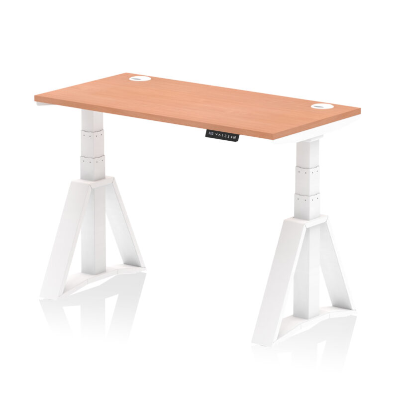 Brisk Height Adjustable Slimline Desk With Cable Ports With Piste Foot - Image 21