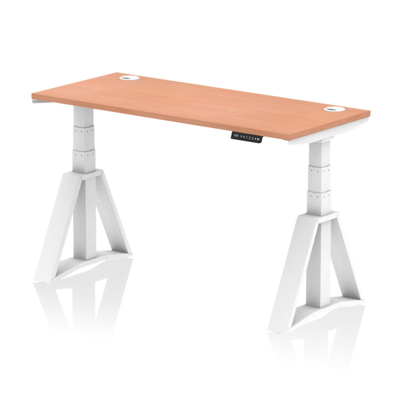 Brisk Height Adjustable Slimline Desk With Cable Ports With Piste Foot - Image 22