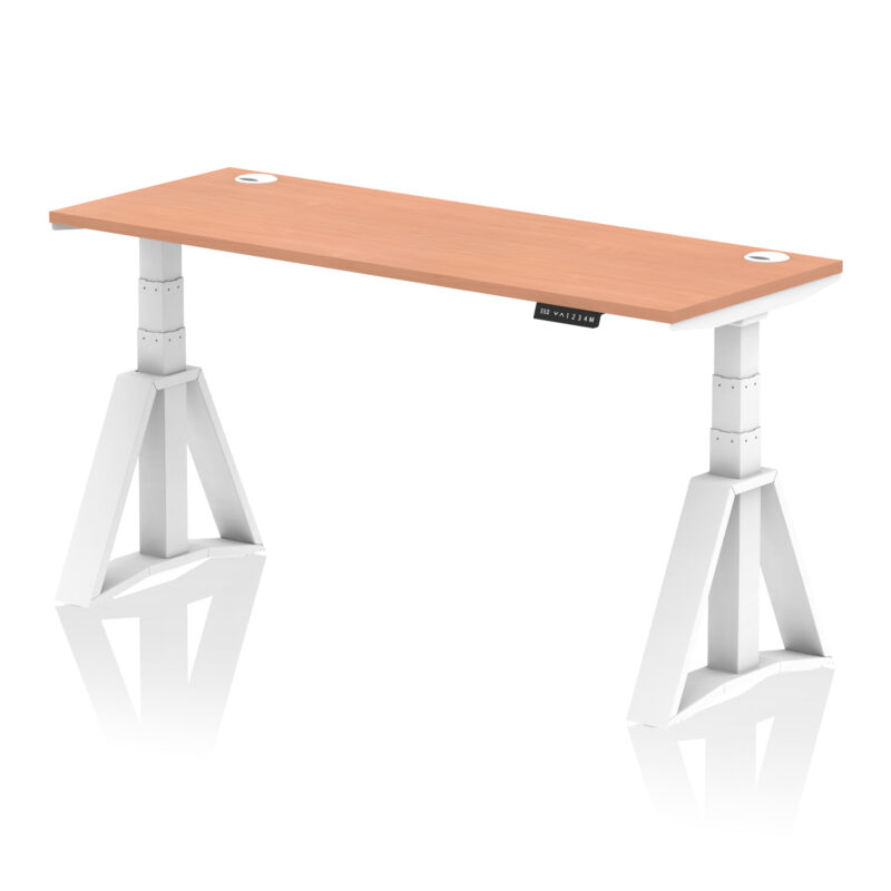 Brisk Height Adjustable Slimline Desk With Cable Ports With Piste Foot - Image 23