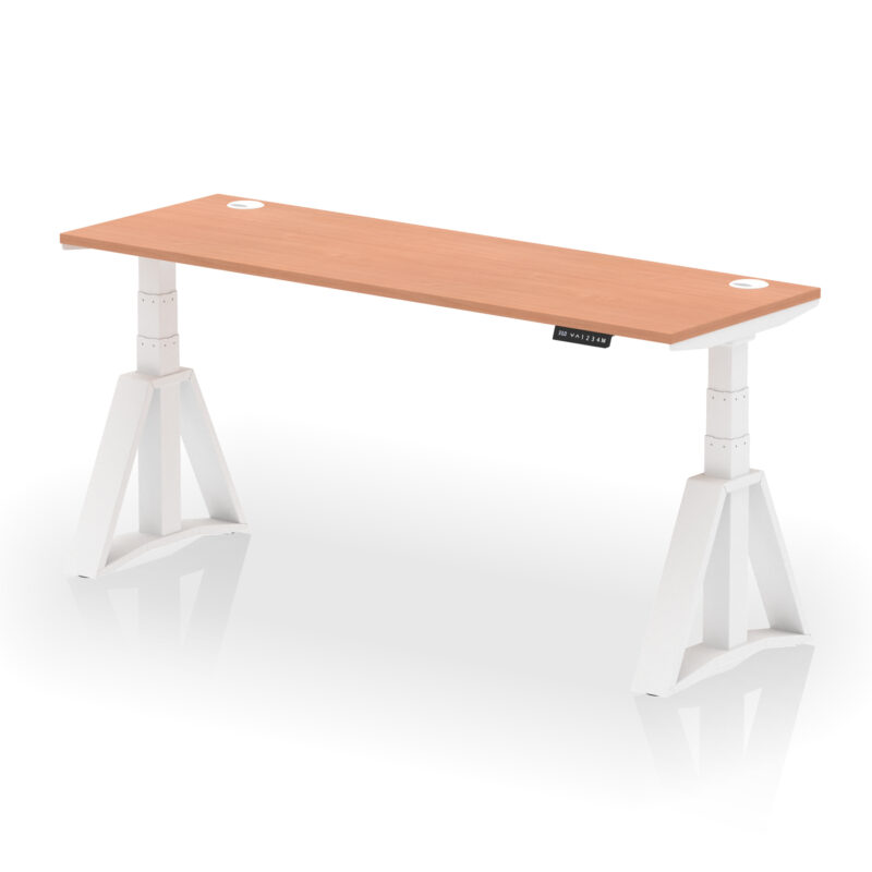Brisk Height Adjustable Slimline Desk With Cable Ports With Piste Foot - Image 24