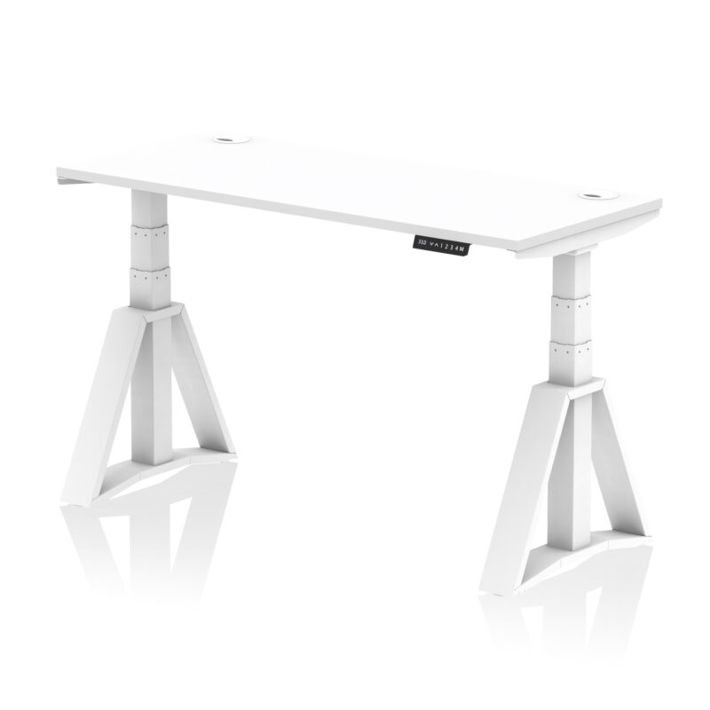 Brisk Height Adjustable Slimline Desk With Cable Ports With Piste Foot - Image 30