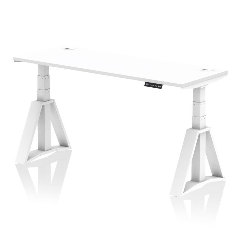 Brisk Height Adjustable Slimline Desk With Cable Ports With Piste Foot - Image 31