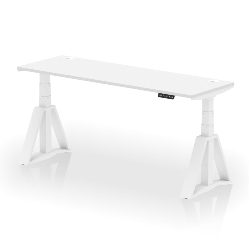 Brisk Height Adjustable Slimline Desk With Cable Ports With Piste Foot - Image 32