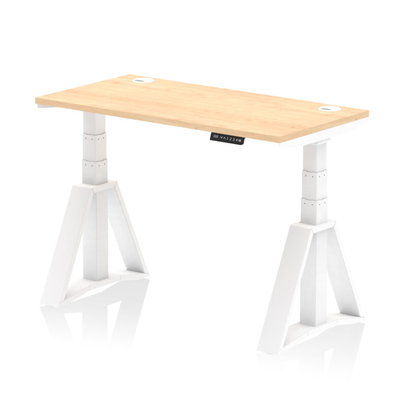 Brisk Height Adjustable Slimline Desk With Cable Ports With Piste Foot - Image 33