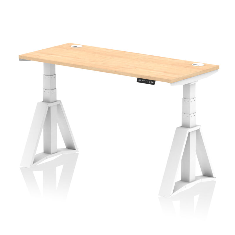 Brisk Height Adjustable Slimline Desk With Cable Ports With Piste Foot - Image 34