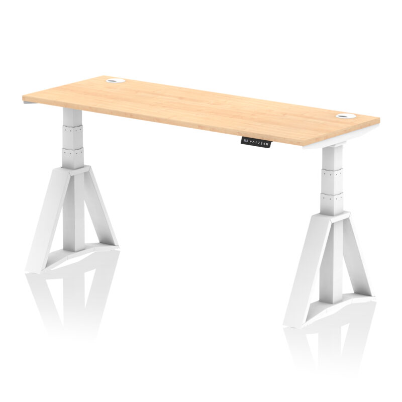 Brisk Height Adjustable Slimline Desk With Cable Ports With Piste Foot - Image 35