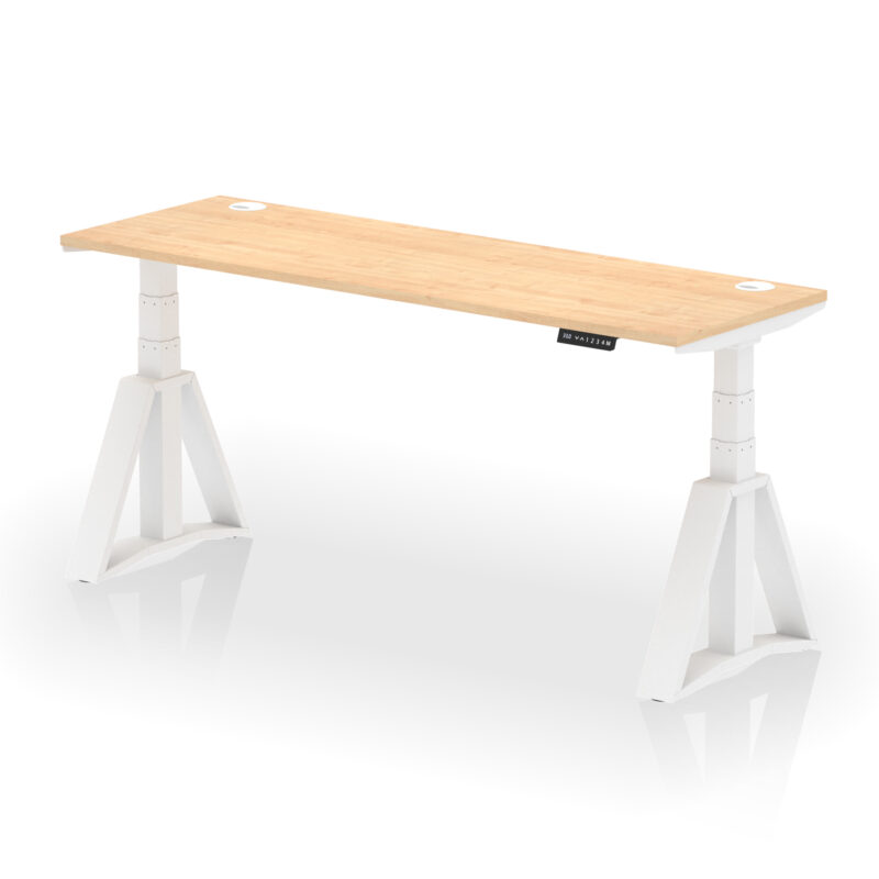 Brisk Height Adjustable Slimline Desk With Cable Ports With Piste Foot - Image 36