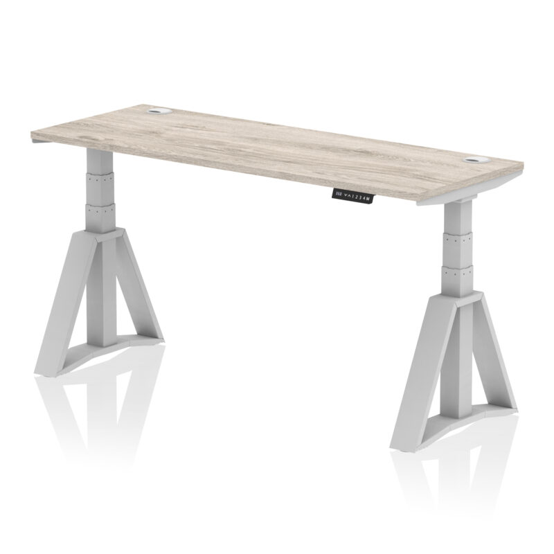Brisk Height Adjustable Slimline Desk With Cable Ports With Piste Foot - Image 43