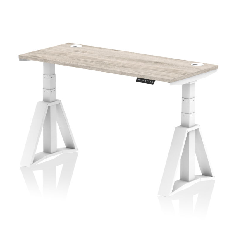 Brisk Height Adjustable Slimline Desk With Cable Ports With Piste Foot - Image 46