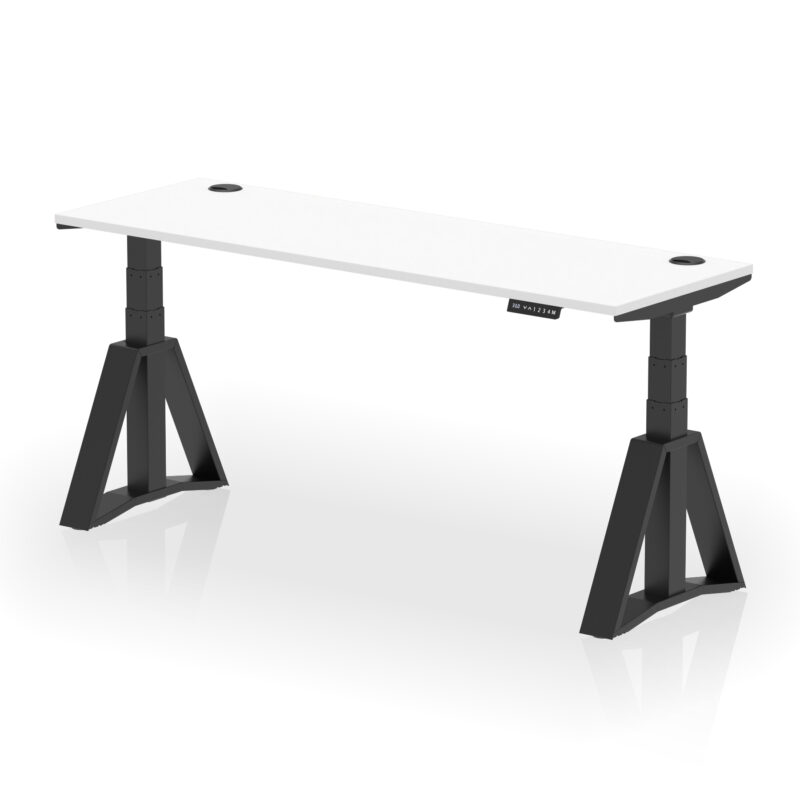 Brisk Height Adjustable Slimline Desk With Cable Ports With Piste Foot - Image 60