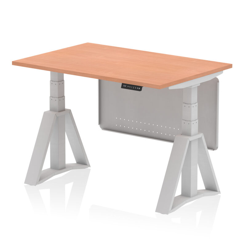 Brisk Height Adjustable Desk without Cable Ports With Steel Modesty Panel With Piste Foot