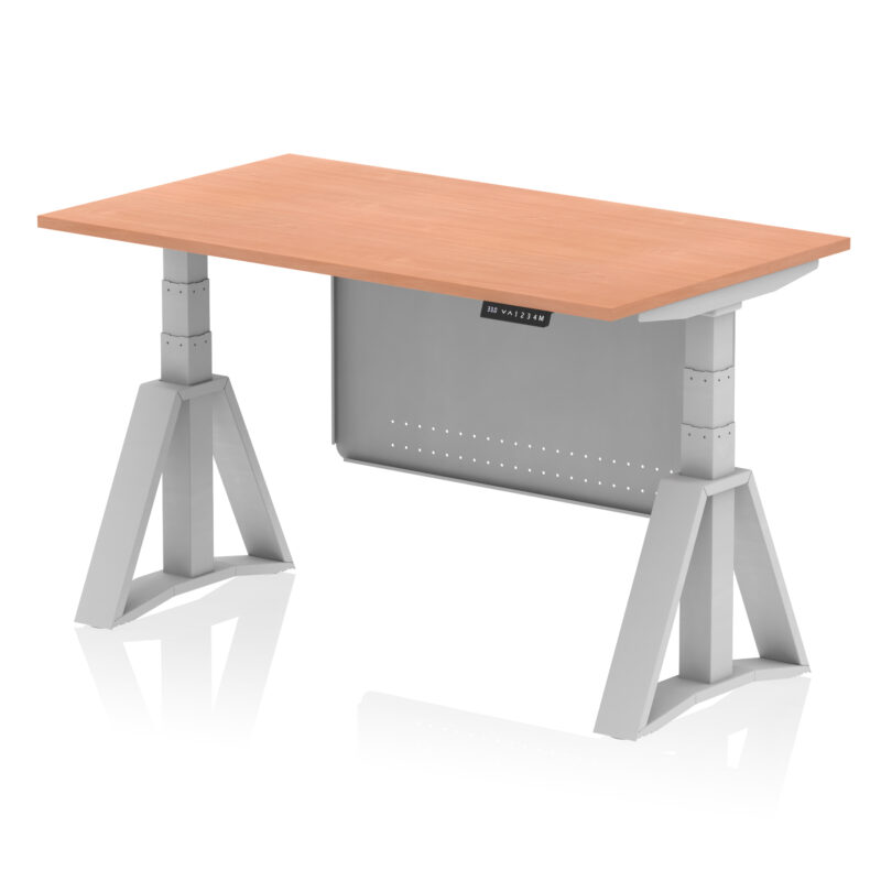 Brisk Height Adjustable Desk without Cable Ports With Steel Modesty Panel With Piste Foot - Image 2