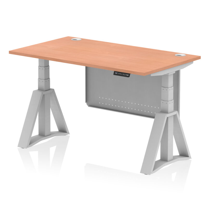 Brisk Height Adjustable Desk With Cable Ports With Steel Modesty Panel With Piste Foot - Image 2