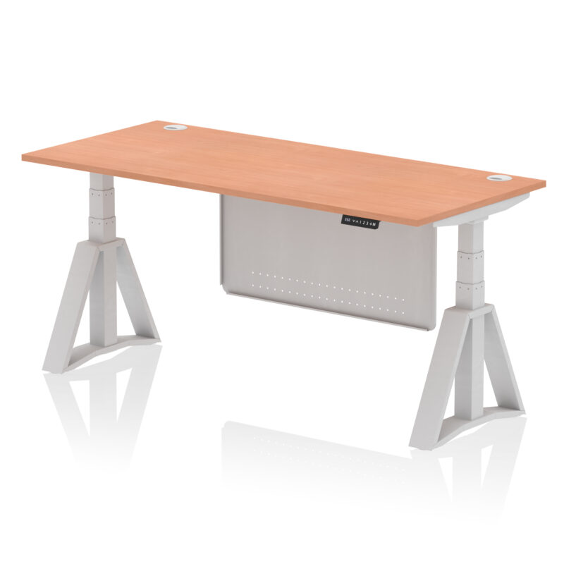 Brisk Height Adjustable Desk With Cable Ports With Steel Modesty Panel With Piste Foot - Image 4