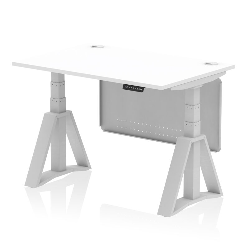 Brisk Height Adjustable Desk With Cable Ports With Steel Modesty Panel With Piste Foot - Image 9