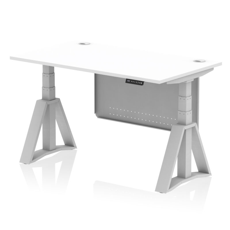 Brisk Height Adjustable Desk With Cable Ports With Steel Modesty Panel With Piste Foot - Image 10