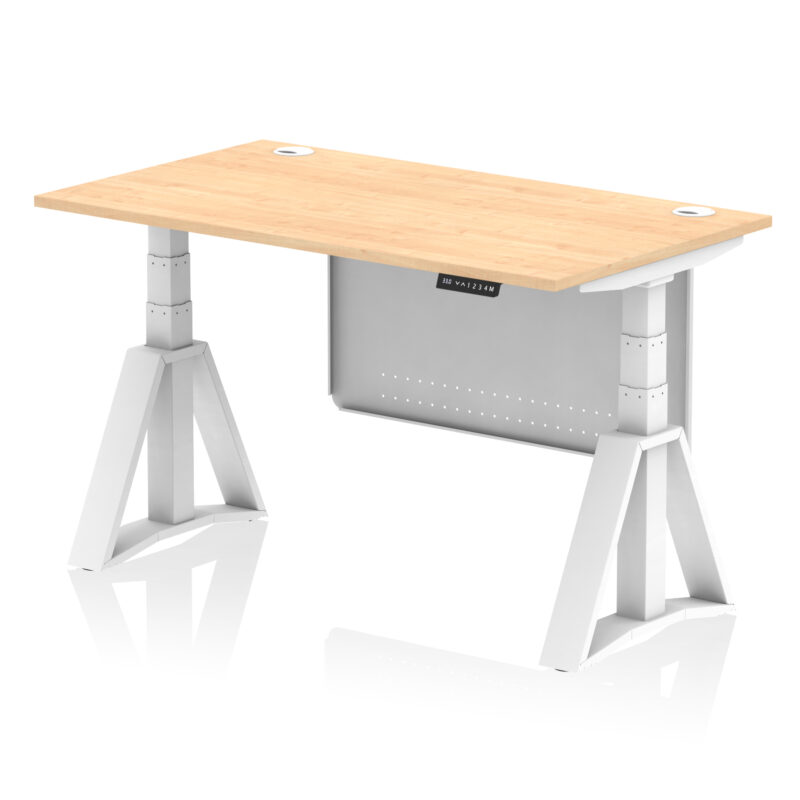 Brisk Height Adjustable Desk With Cable Ports With Steel Modesty Panel With Piste Foot - Image 34