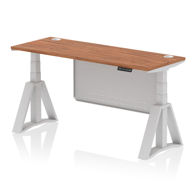 Brisk Height Adjustable Slimline Desk With Cable Ports With Steel Modesty Panel With Piste Foot - Image 7