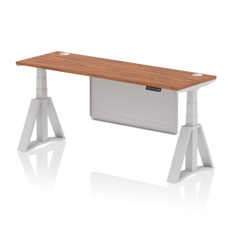 Brisk Height Adjustable Slimline Desk With Cable Ports With Steel Modesty Panel With Piste Foot - Image 8
