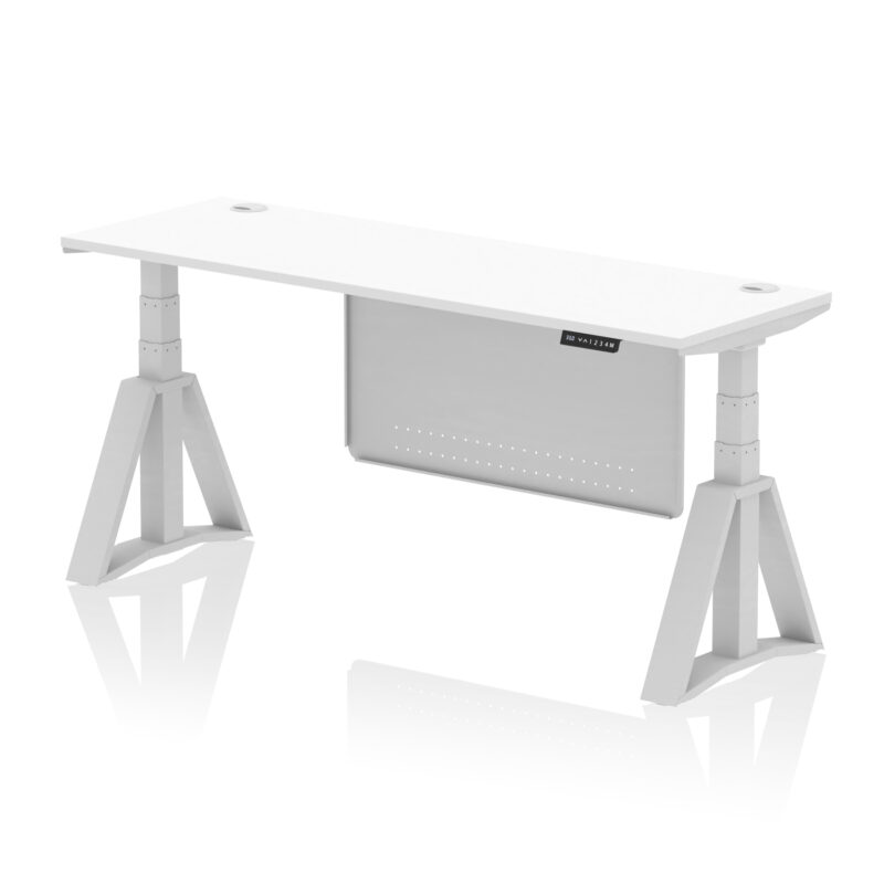 Brisk Height Adjustable Slimline Desk With Cable Ports With Steel Modesty Panel With Piste Foot - Image 12