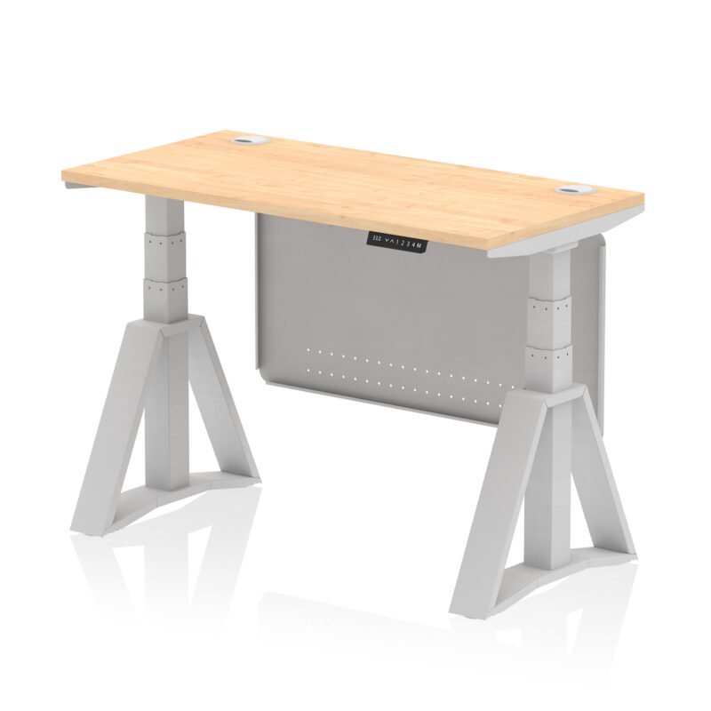 Brisk Height Adjustable Slimline Desk With Cable Ports With Steel Modesty Panel With Piste Foot - Image 13
