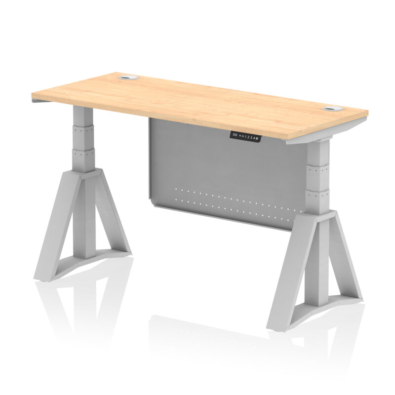 Brisk Height Adjustable Slimline Desk With Cable Ports With Steel Modesty Panel With Piste Foot - Image 14