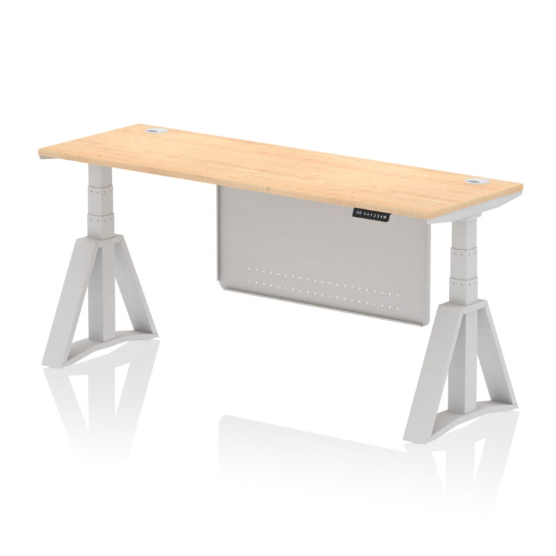 Brisk Height Adjustable Slimline Desk With Cable Ports With Steel Modesty Panel With Piste Foot - Image 16