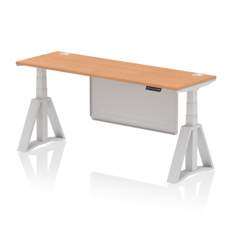 Brisk Height Adjustable Slimline Desk With Cable Ports With Steel Modesty Panel With Piste Foot - Image 20