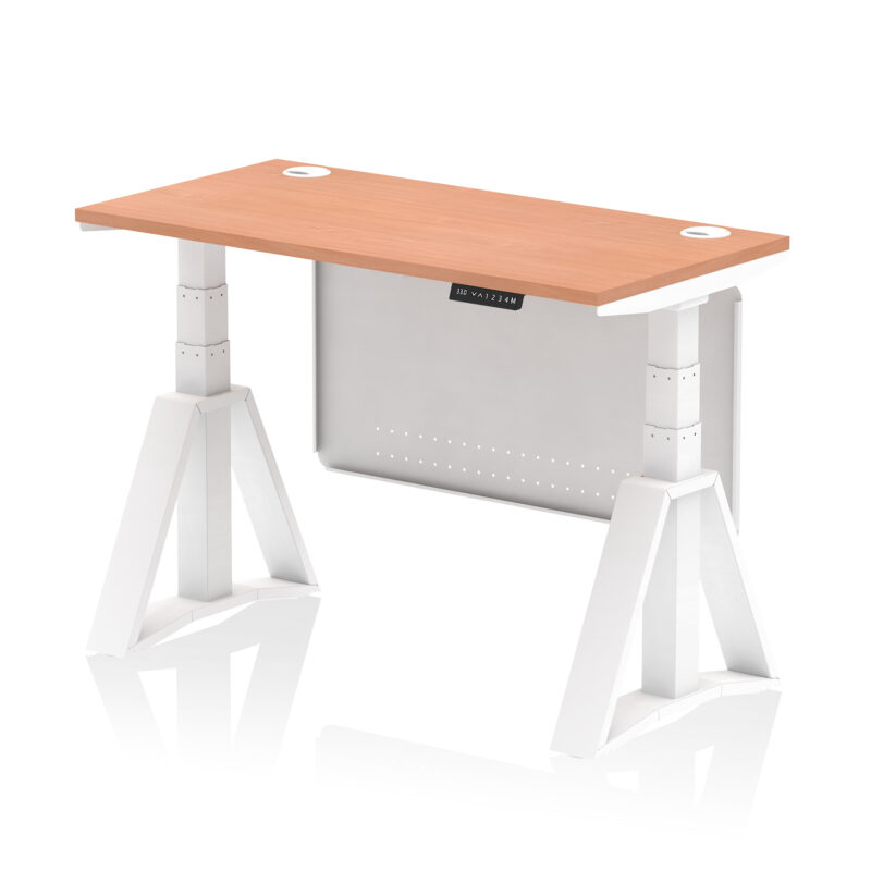 Brisk Height Adjustable Slimline Desk With Cable Ports With Steel Modesty Panel With Piste Foot - Image 21