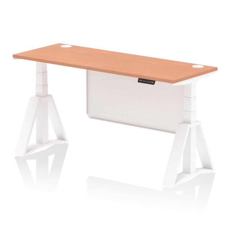 Brisk Height Adjustable Slimline Desk With Cable Ports With Steel Modesty Panel With Piste Foot - Image 23
