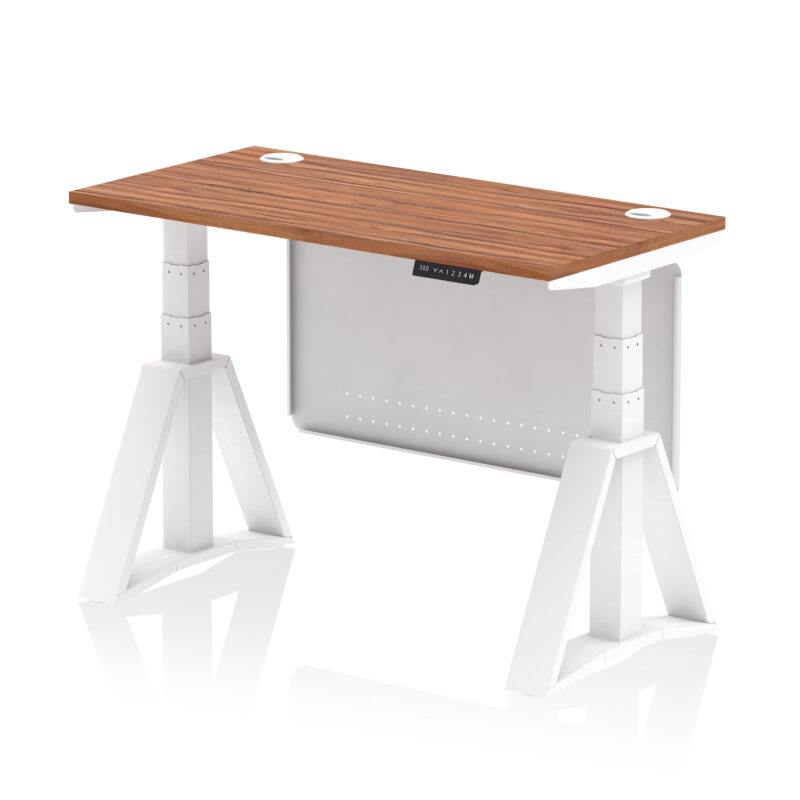 Brisk Height Adjustable Slimline Desk With Cable Ports With Steel Modesty Panel With Piste Foot - Image 25