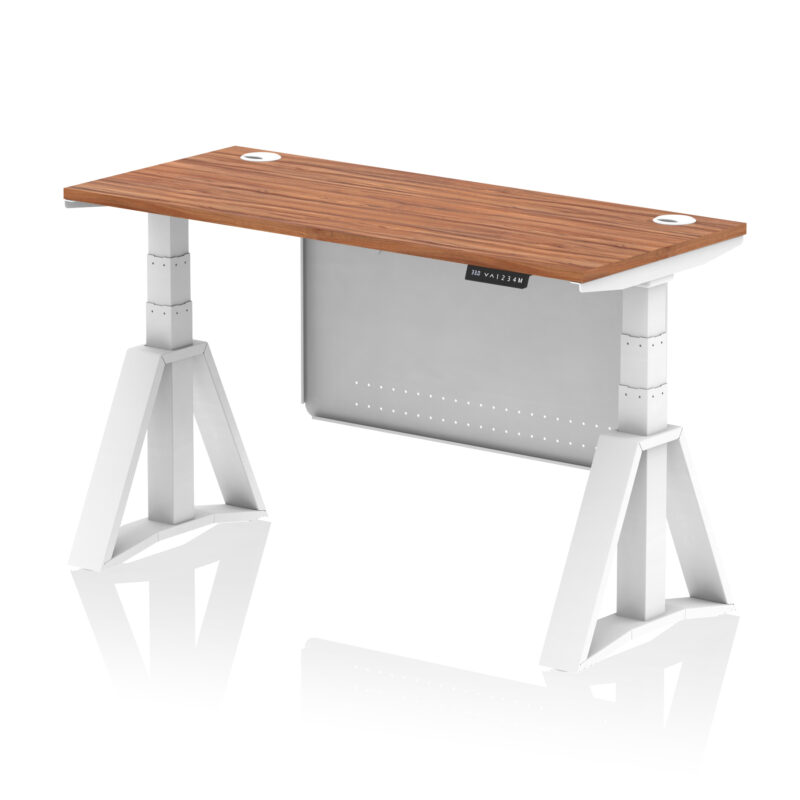 Brisk Height Adjustable Slimline Desk With Cable Ports With Steel Modesty Panel With Piste Foot - Image 26