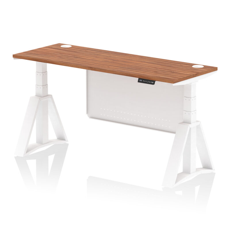 Brisk Height Adjustable Slimline Desk With Cable Ports With Steel Modesty Panel With Piste Foot - Image 27