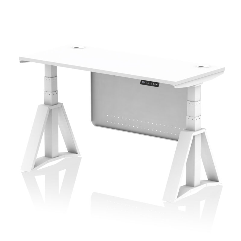 Brisk Height Adjustable Slimline Desk With Cable Ports With Steel Modesty Panel With Piste Foot - Image 30