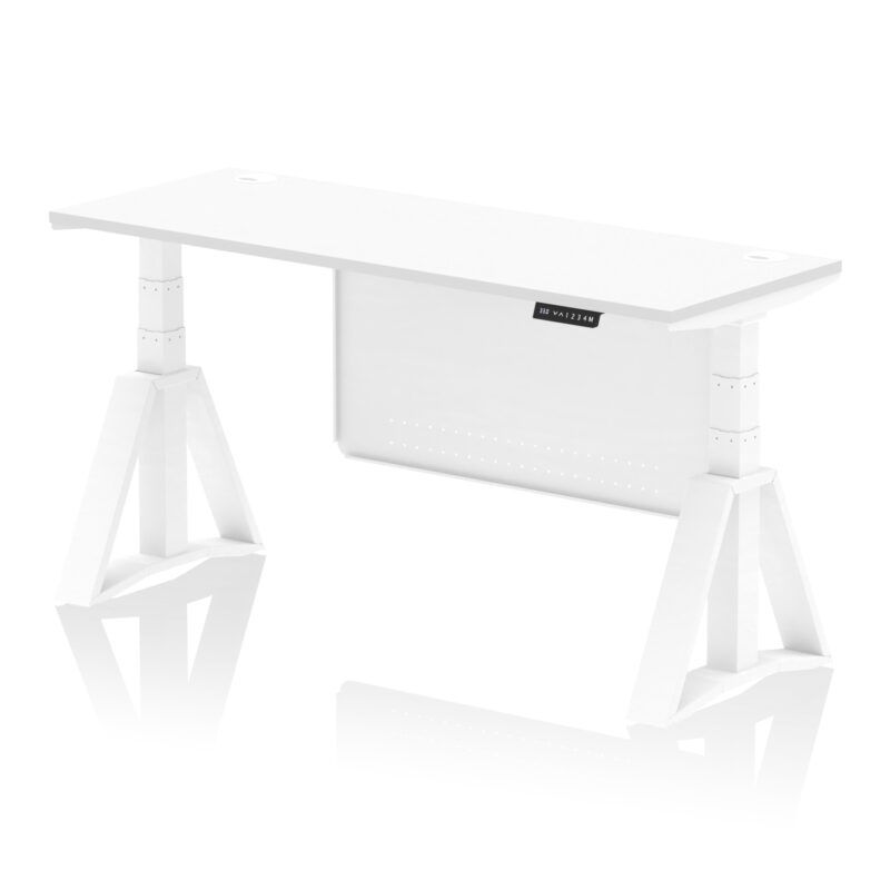 Brisk Height Adjustable Slimline Desk With Cable Ports With Steel Modesty Panel With Piste Foot - Image 31