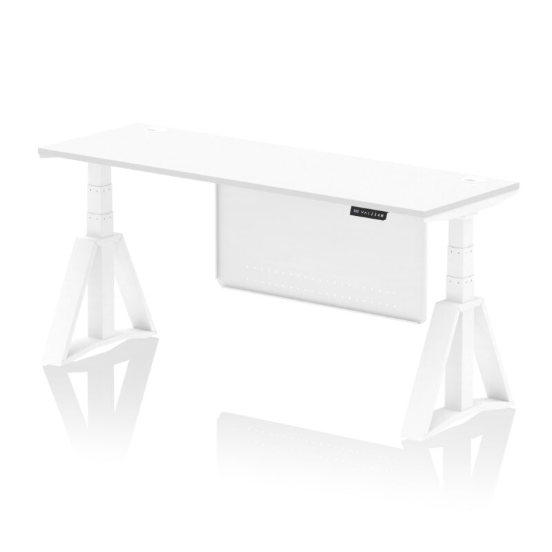 Brisk Height Adjustable Slimline Desk With Cable Ports With Steel Modesty Panel With Piste Foot - Image 32
