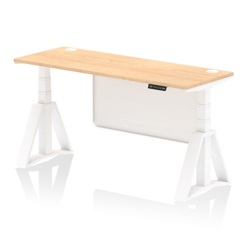 Brisk Height Adjustable Slimline Desk With Cable Ports With Steel Modesty Panel With Piste Foot - Image 35