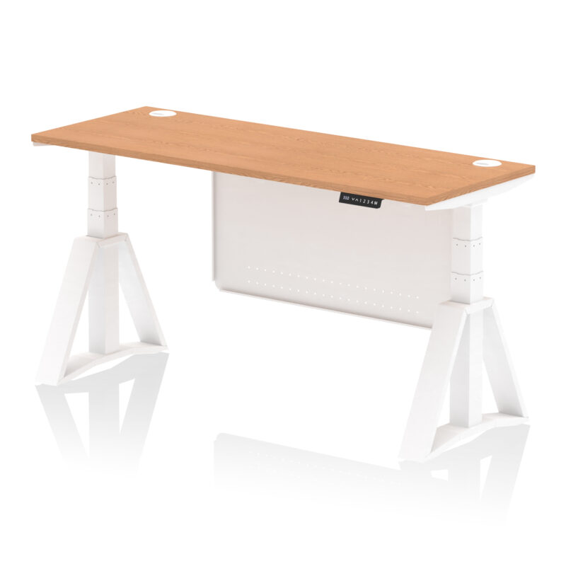 Brisk Height Adjustable Slimline Desk With Cable Ports With Steel Modesty Panel With Piste Foot - Image 39