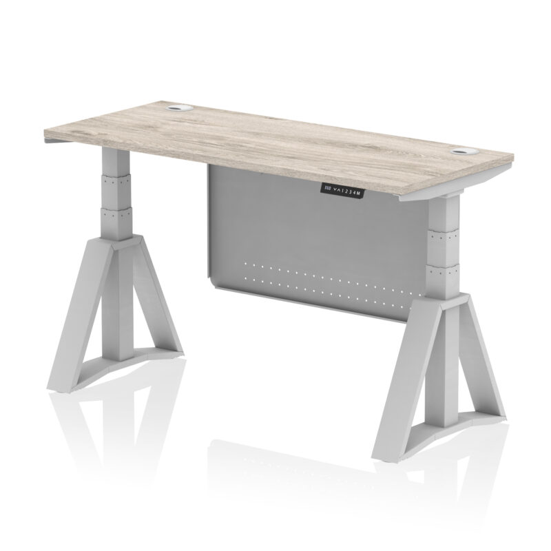 Brisk Height Adjustable Slimline Desk With Cable Ports With Steel Modesty Panel With Piste Foot - Image 42