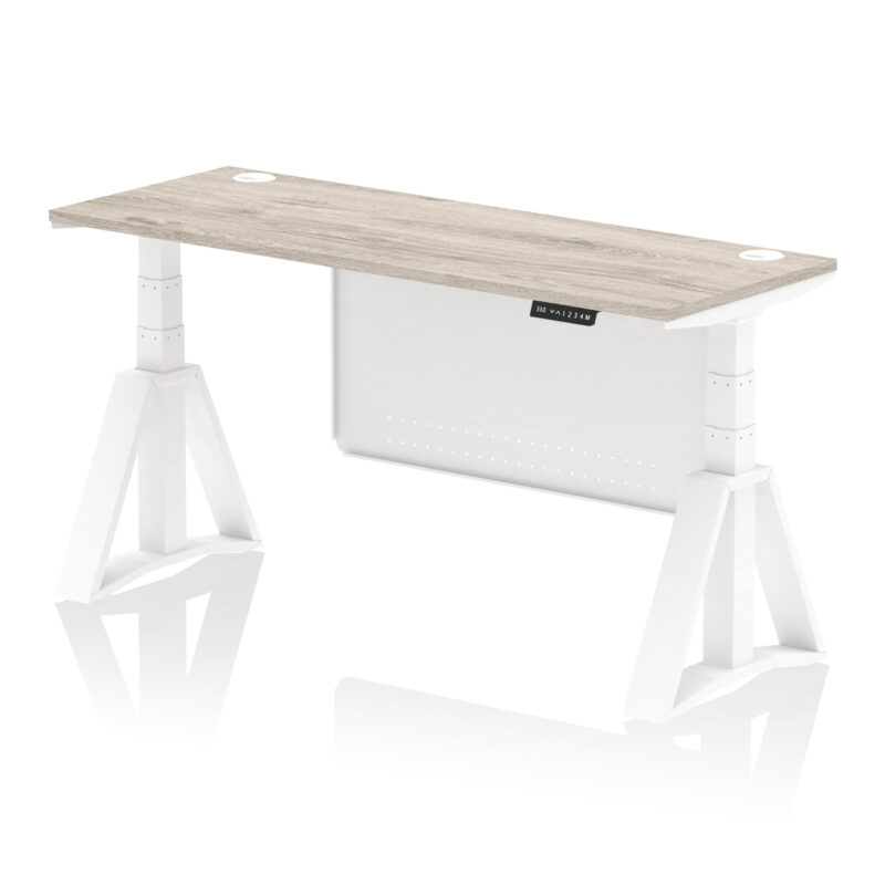 Brisk Height Adjustable Slimline Desk With Cable Ports With Steel Modesty Panel With Piste Foot - Image 47