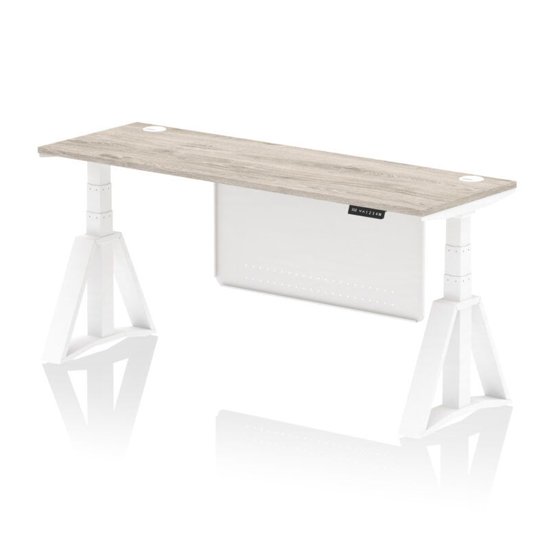 Brisk Height Adjustable Slimline Desk With Cable Ports With Steel Modesty Panel With Piste Foot - Image 48