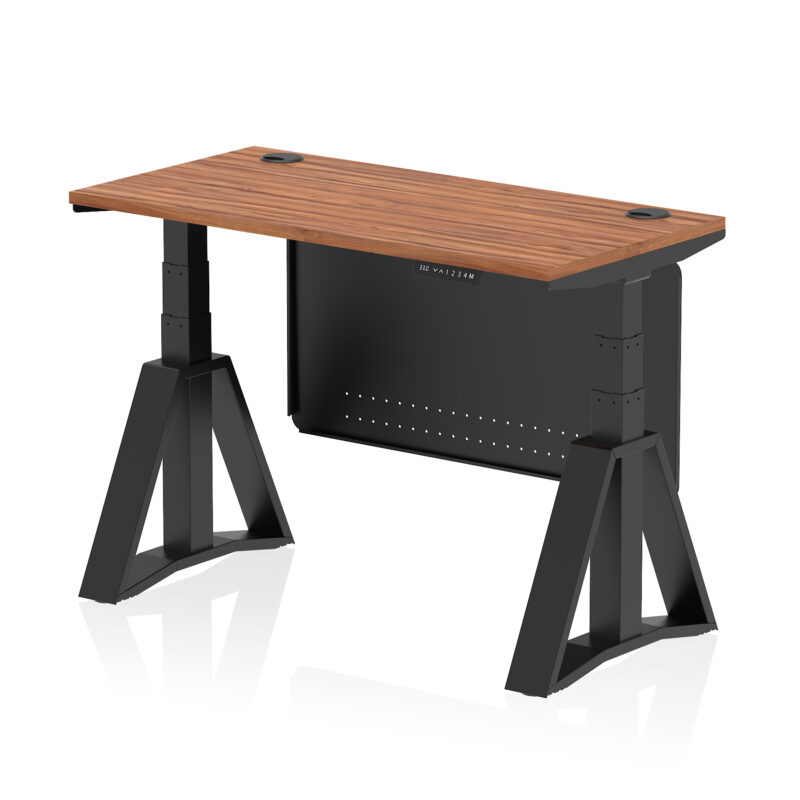 Brisk Height Adjustable Slimline Desk With Cable Ports With Steel Modesty Panel With Piste Foot - Image 53
